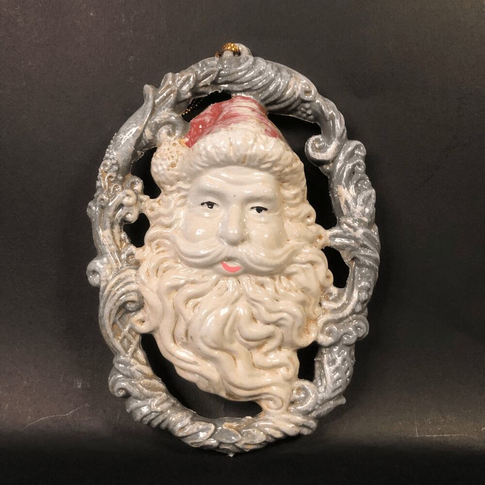 st. Nicholas plastic christmas tree ornament gray white red 4x6 inches Old World